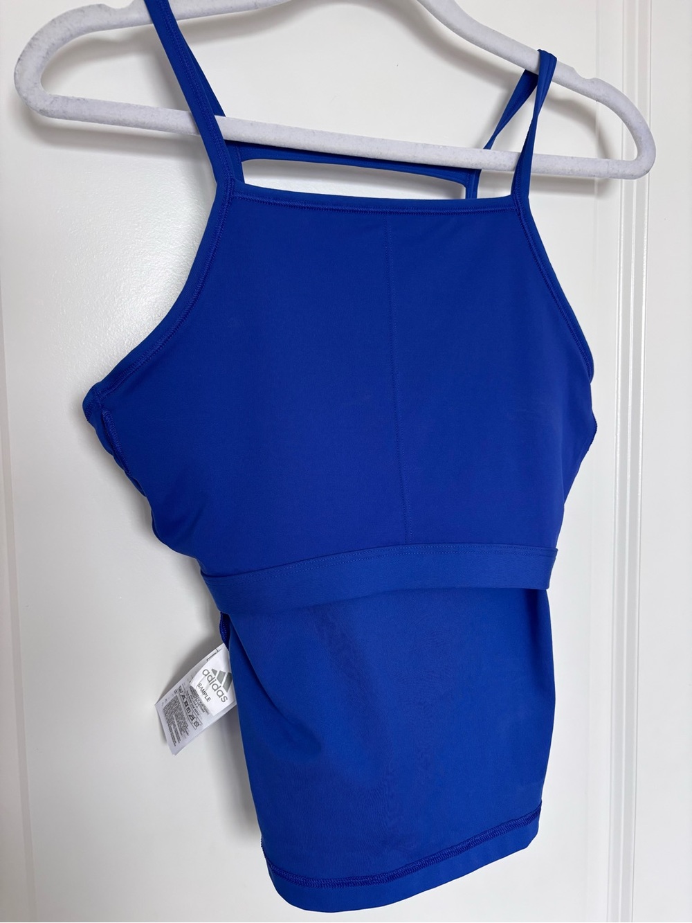 adidas Blue High Neck Workout Tank Top built in Bra Athletic Athleisure Small - Picture 4 of 6